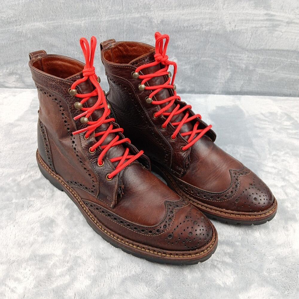 ALLEN EDMONDS Long Branch Wingtip Boots Brown Leather Men's Size 10B USA